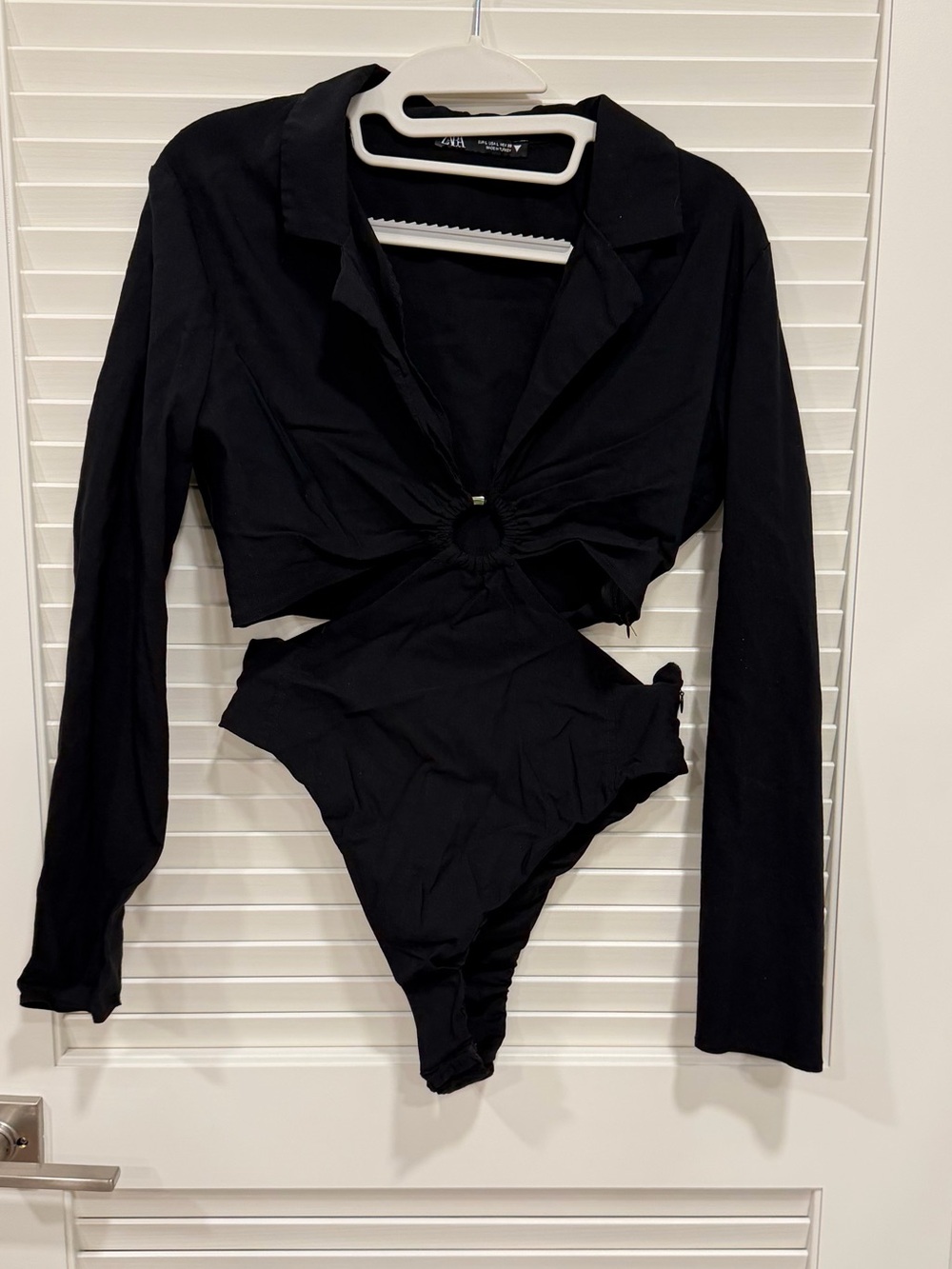 Zara Long Sleeve Cutout Bodysuit with Ring Detail